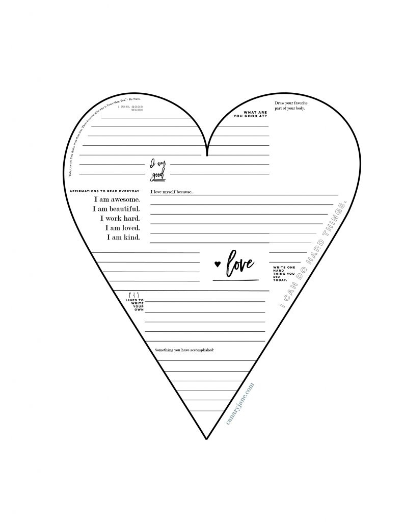 Self Love Worksheets &amp;amp; Love Poster – Canary Jane intended for Free Printable Self Love Worksheets