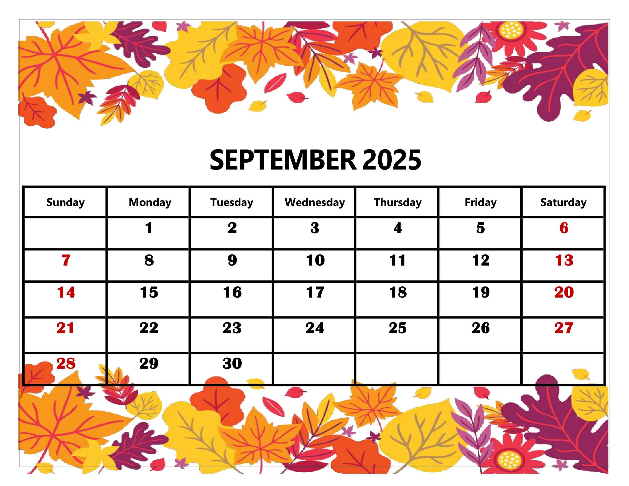 September 2025 Calendar Printable Pdf Template With Holidays with September 2025 Calendar With Holidays Printable Free