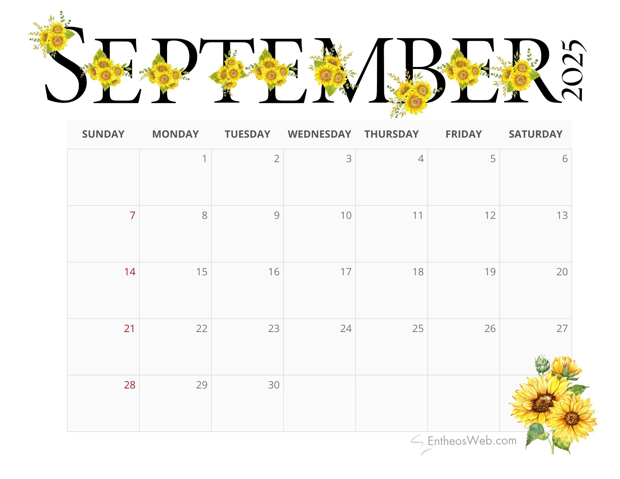 September 2025 Calendar Printables | Entheosweb regarding Free Printable September 2025 Calendar