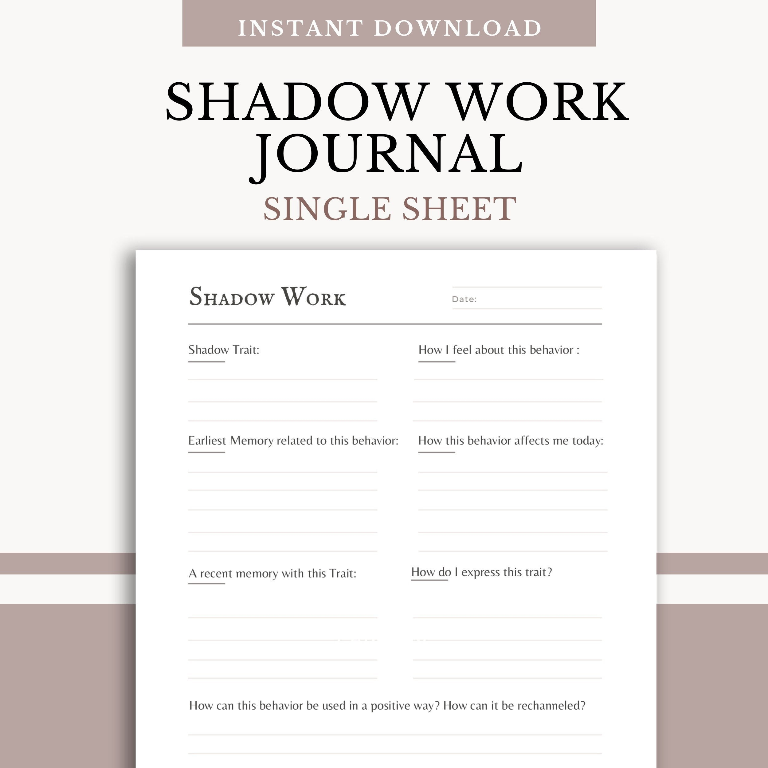Shadow Work | Shadow Work Worksheet | Printable Book Of Shadows intended for Free Printable Shadow Work Worksheet