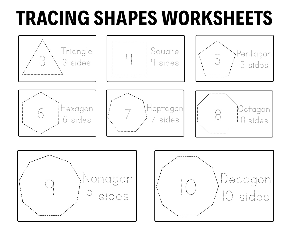 Shape Tracing Worksheets For Kindergarten within Circle and Hexagon Shapes Worksheet Printable