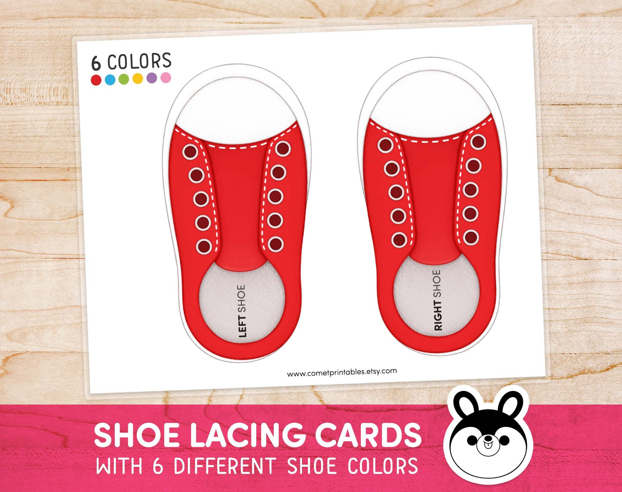 Shoe Lacing Practice, Printable Shoe Tying Cards, Lacing in Free Printable Shoe Lacing Template
