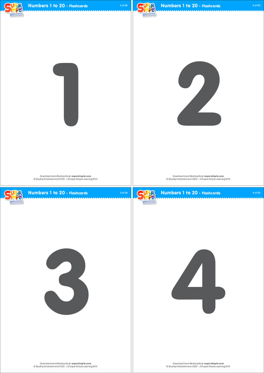 Simple Numbers 1-20 Flashcards - Super Simple regarding Number Cards Printable Free