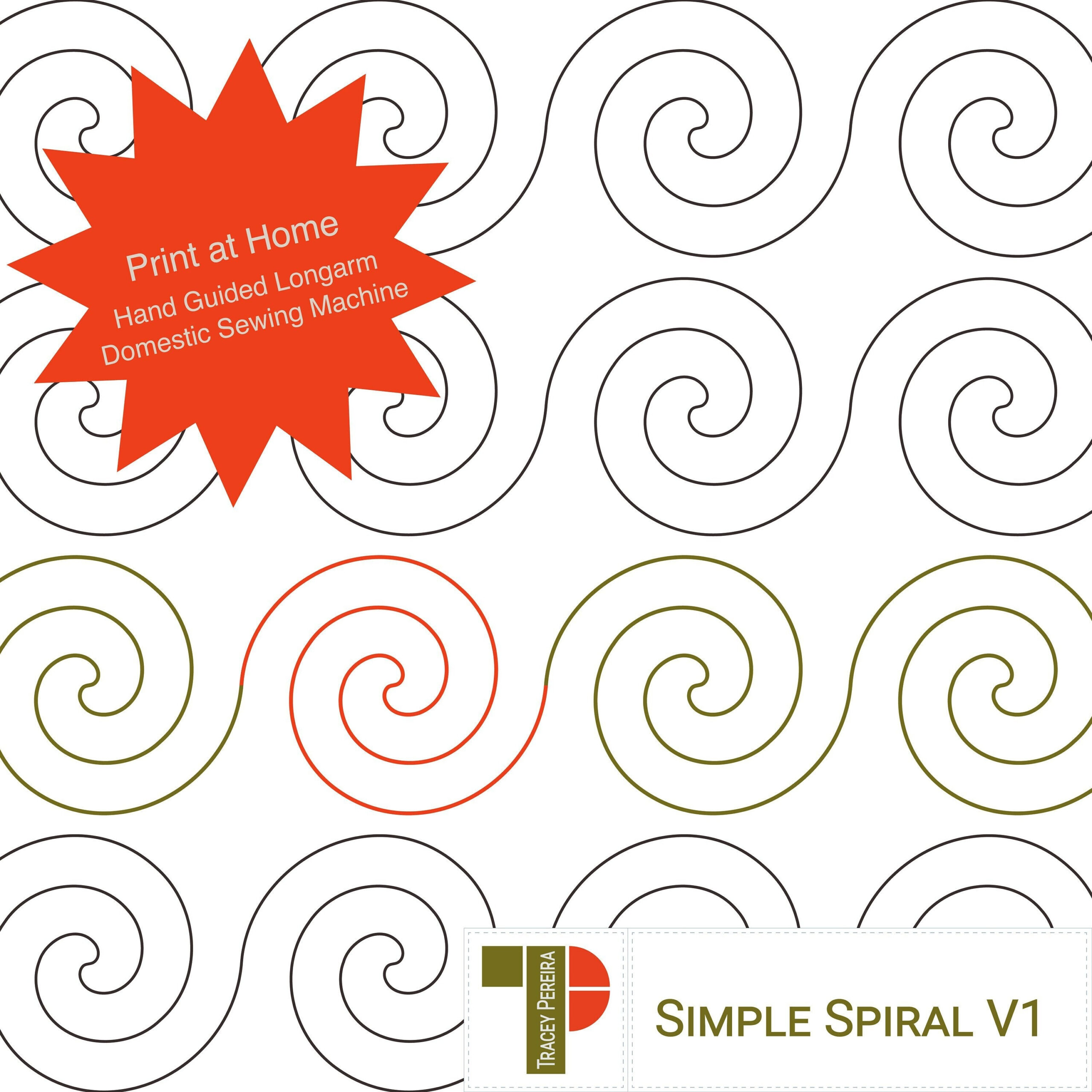 Simple Spiral Paper Version - A Set Of Two Print-At-Home Pdf for Free Printable Pantograph Quilting Patterns