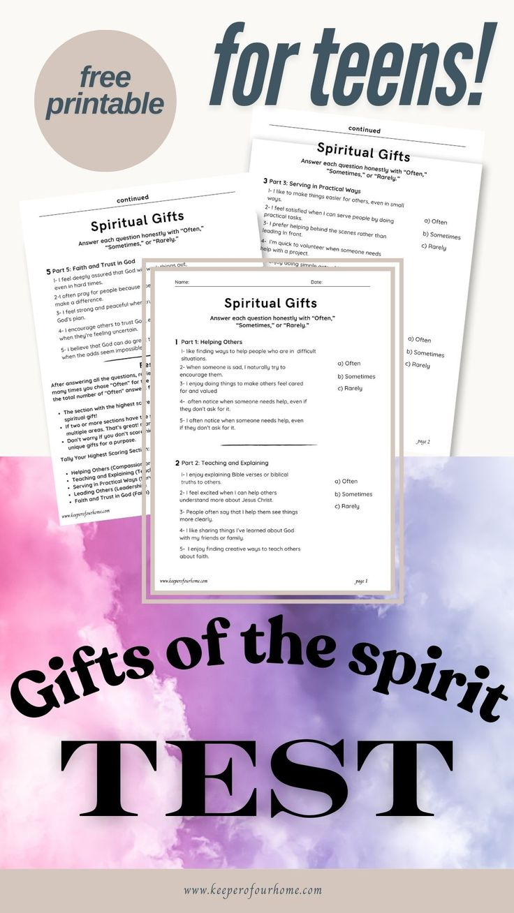 Simple Youth Spiritual Gifts Test Printable for Free Printable Spiritual Gifts Test