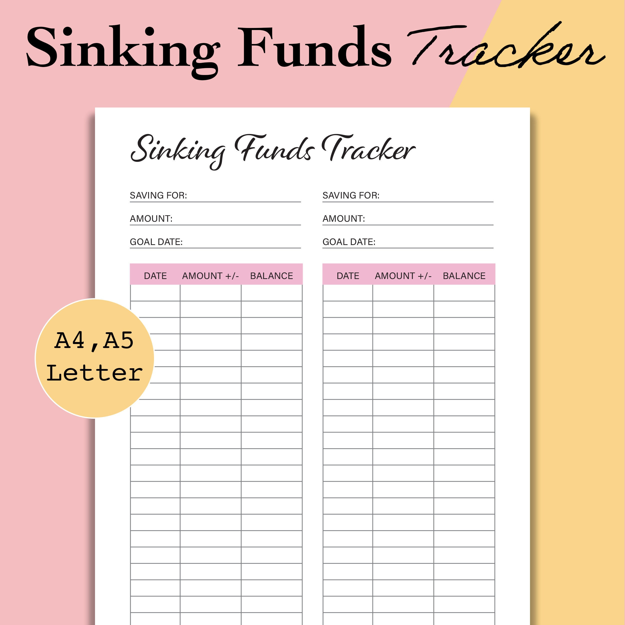 Sinking Funds Tracker Printable, Ersparnis Tracker Vorlage within Sinking Fund Tracker Printable Free