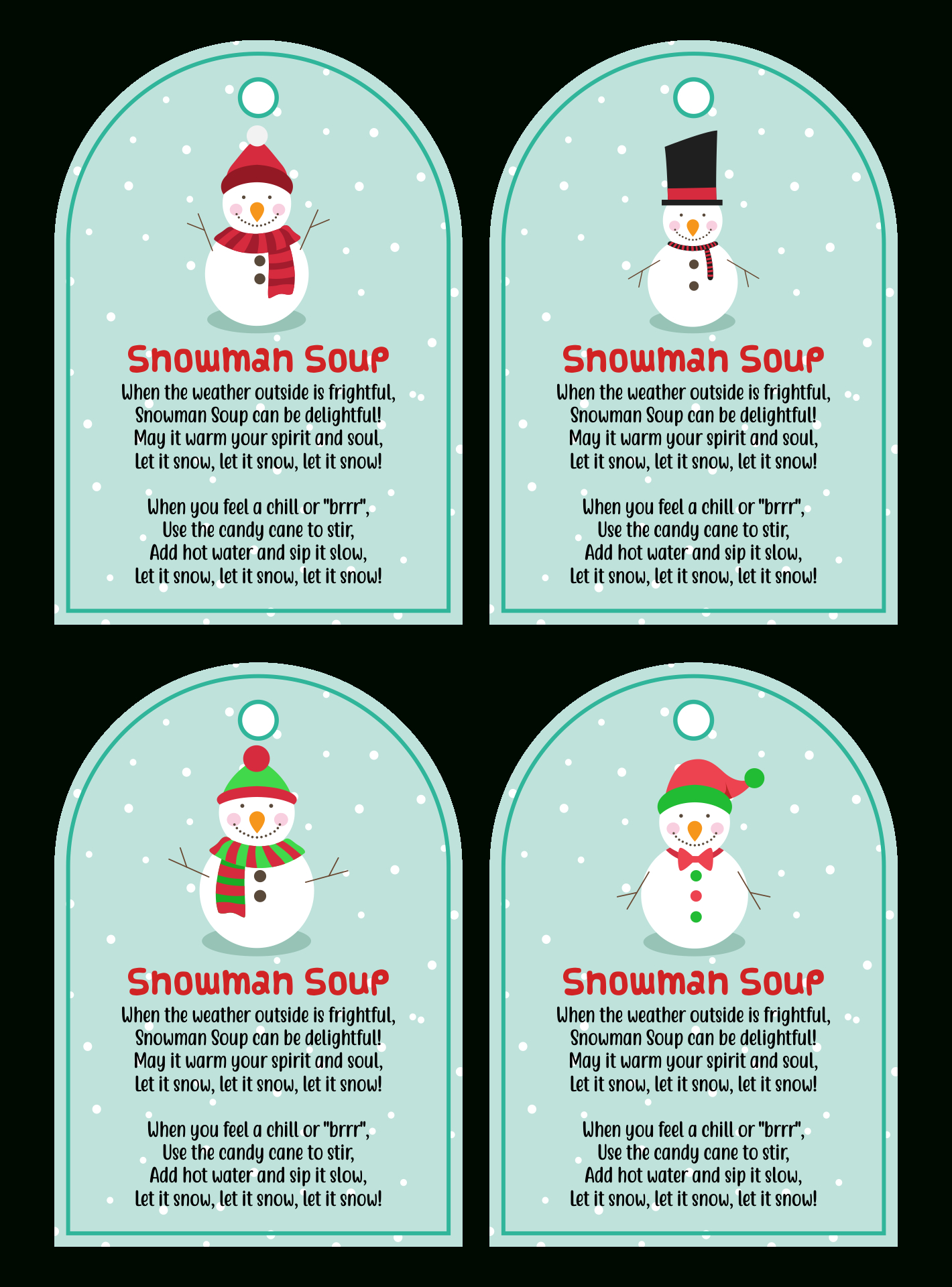 Snowman Soup Labels - 10 Free Pdf Printables | Printablee within Snowman Soup Printable Tags Free