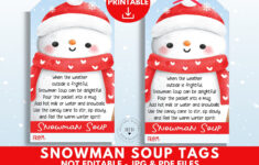 Snowman Soup Tag Printable, Snowman Soup Treat Bag Topper, Pta with regard to Free Printable Snowman Soup Labels