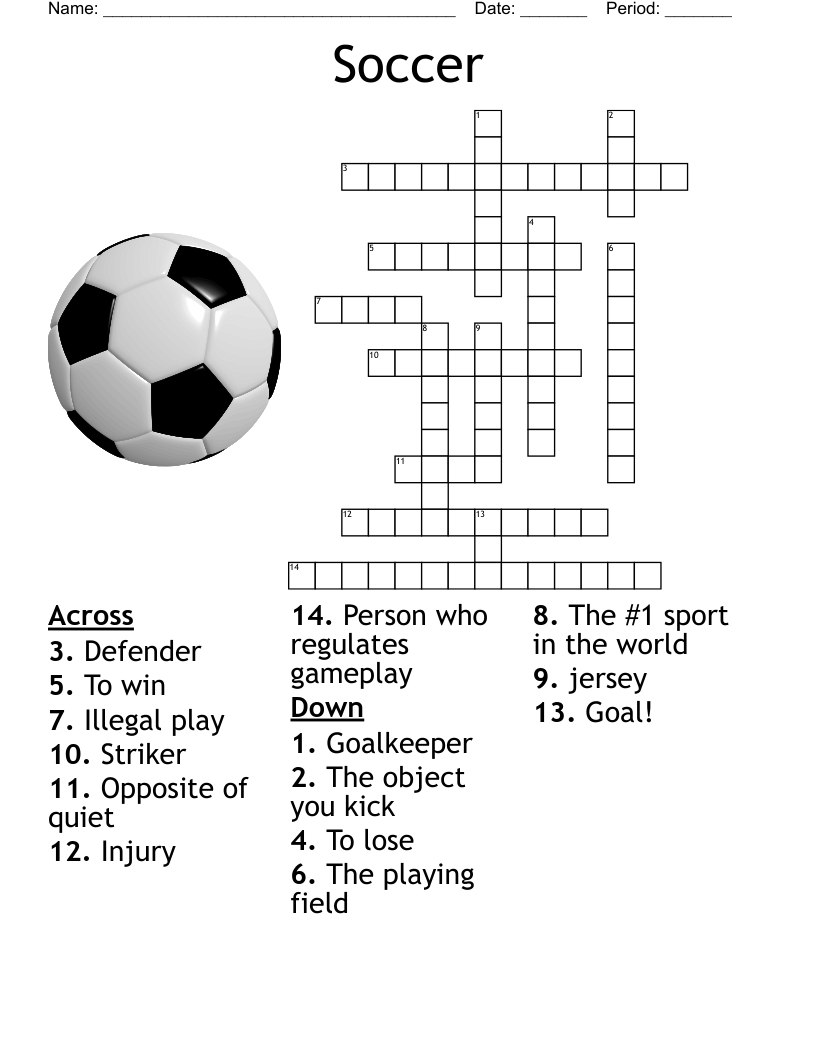 Soccer Crossword - Wordmint for Football Crosswords Printable