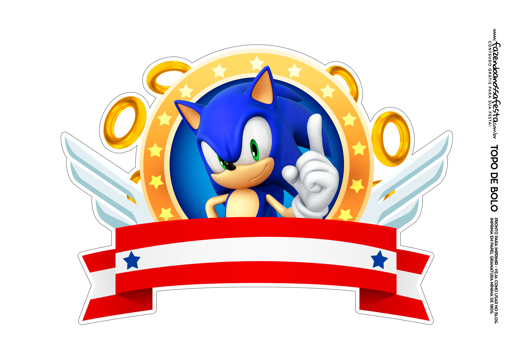 Sonic Party: Free Printable Cake Toppers And Decoration. - Oh My pertaining to Printable Sonic Cake Topper