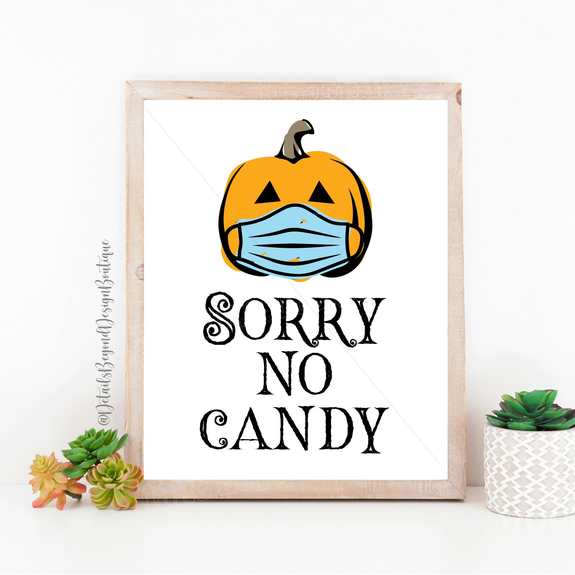 Sorry No Candy Printable Halloween Door Sign - Masked Pumpkin - Masked Jack-O-Lantern - Halloween Printable - Instant Download 8X10 with regard to Sorry No Candy Sign Printable