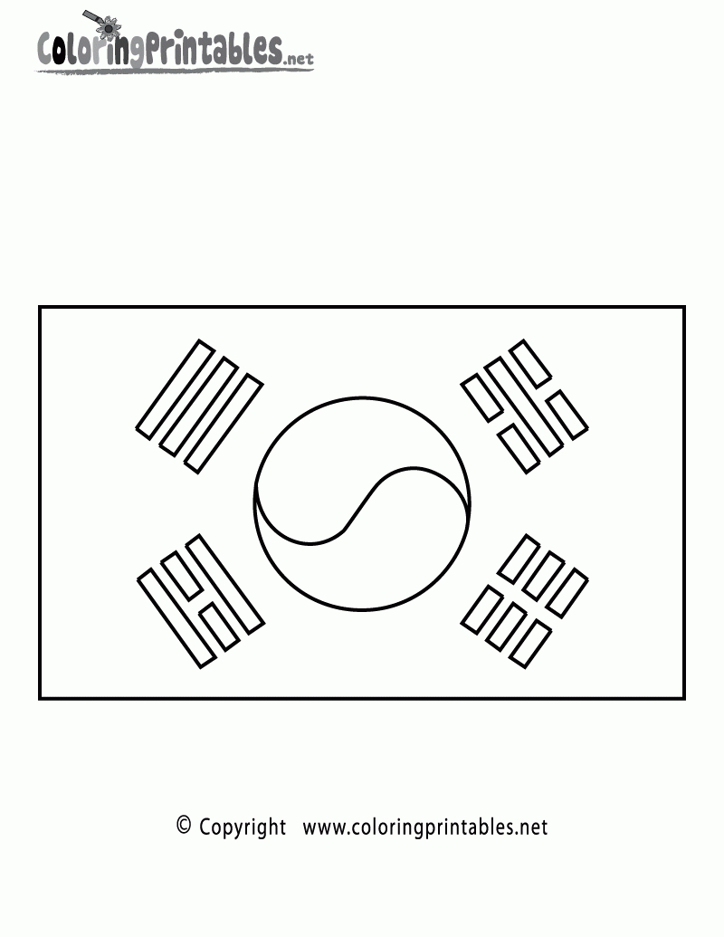 South Korea Flag Coloring Page - A Free Travel Coloring Printable within Flag Of South Korea Printable