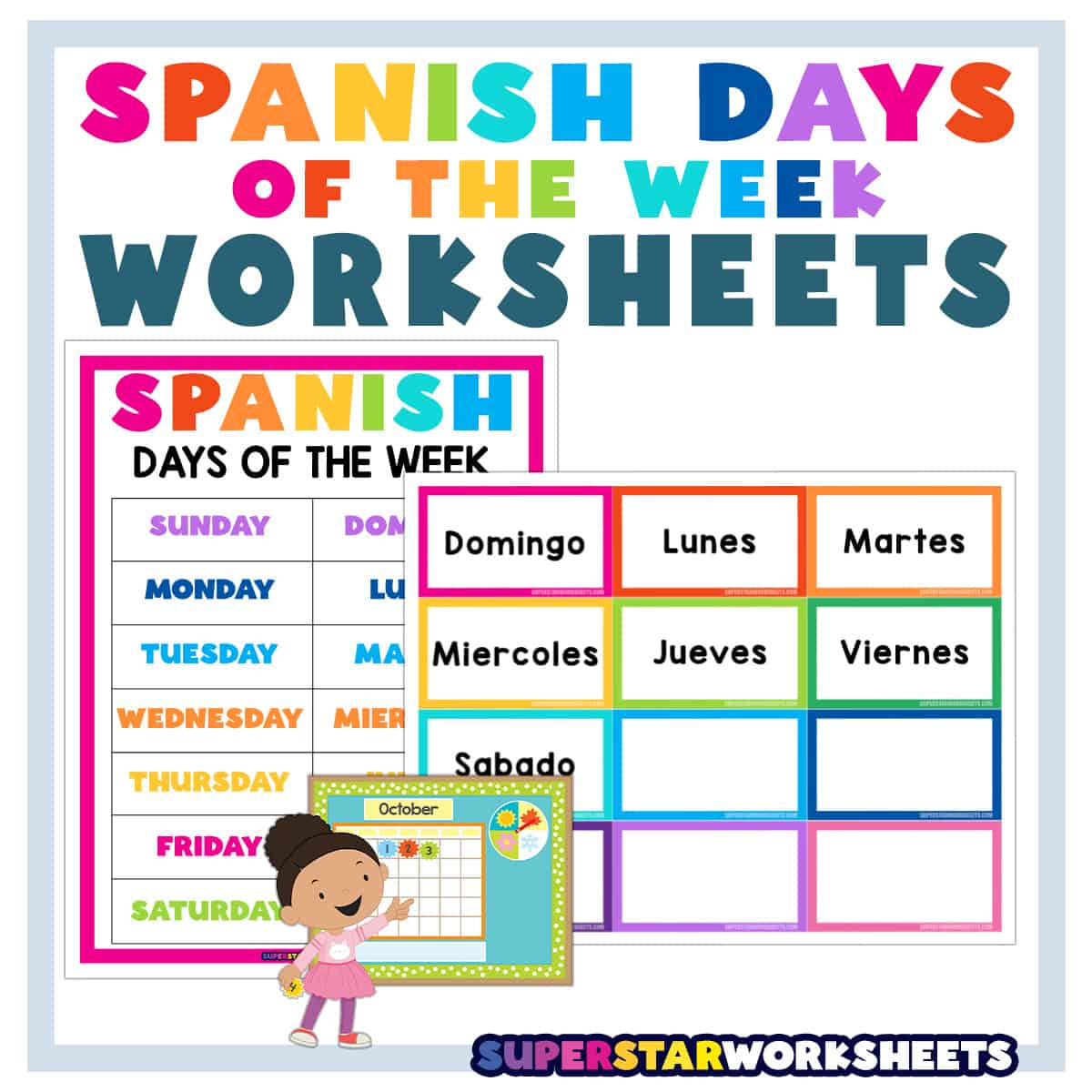 Spanish Days Of The Week Worksheets - Superstar Worksheets in Days of the Week in Spanish Printable