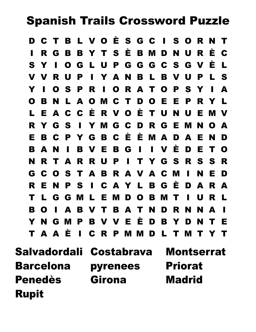 Spanish Trails Crossword Puzzle Word Search - Wordmint pertaining to Printable Crosswords And Word Searches