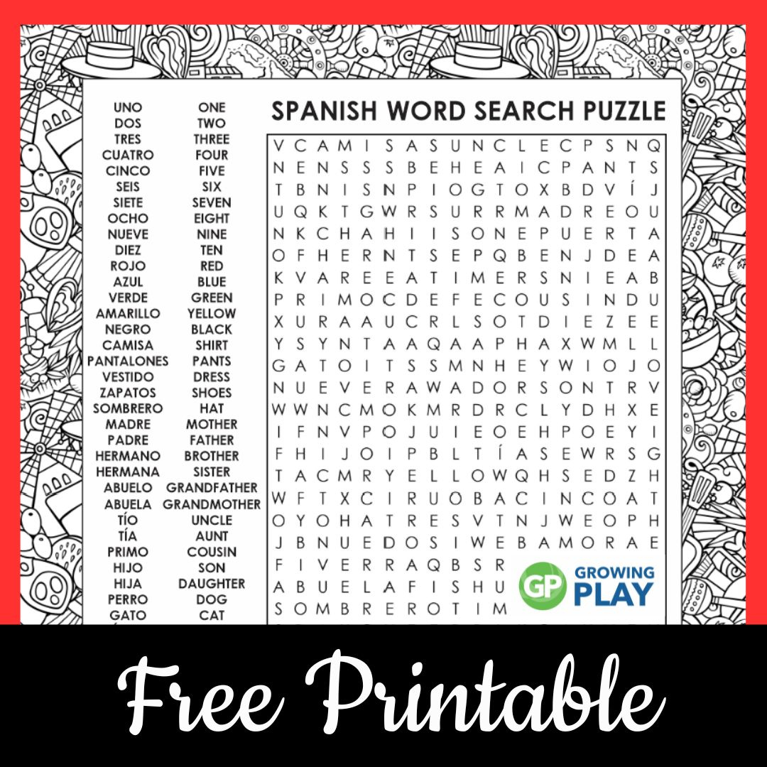 Spanish-Word-Search-Puzzle - Growing Play within Spanish Word Search Puzzles Printable