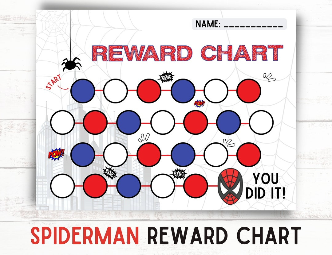 Spiderman Reward Chart | Superhero Kids Award Chart | Behaviour Chart | Sticker Reward Chart | Spider Man Potty Training Chart - Etsy Uk with regard to Spiderman Reward Chart Printable Free