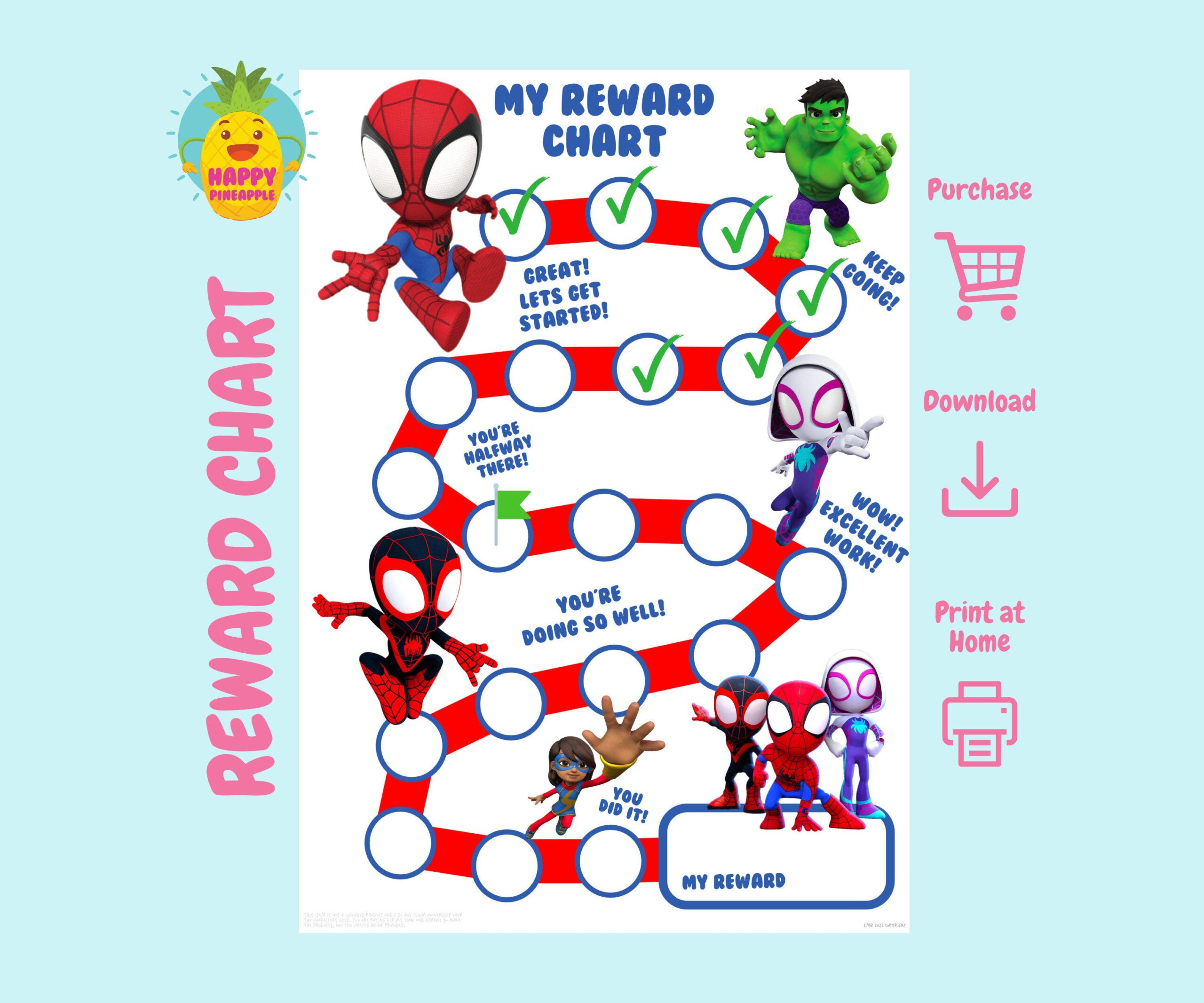 Spidey And His Amazing Friends Reward Chart For Kids, Chore Chart regarding Spiderman Reward Chart Printable Free