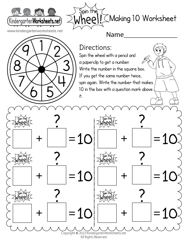 Spin The Wheel Making 10 Worksheet - Free Printable, Digital, &amp;amp; Pdf inside Printable Kindergarten Making 10 Worksheets