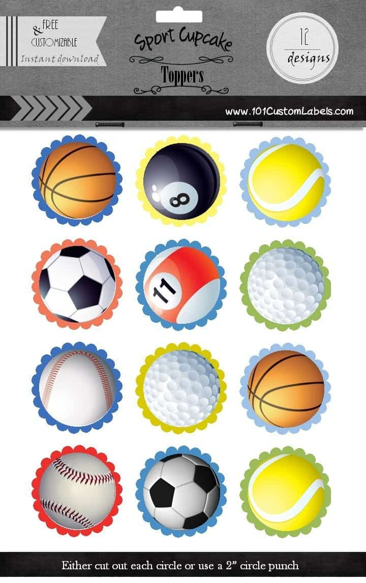 Sports Cupcake Toppers for Football Cupcake Toppers Printable
