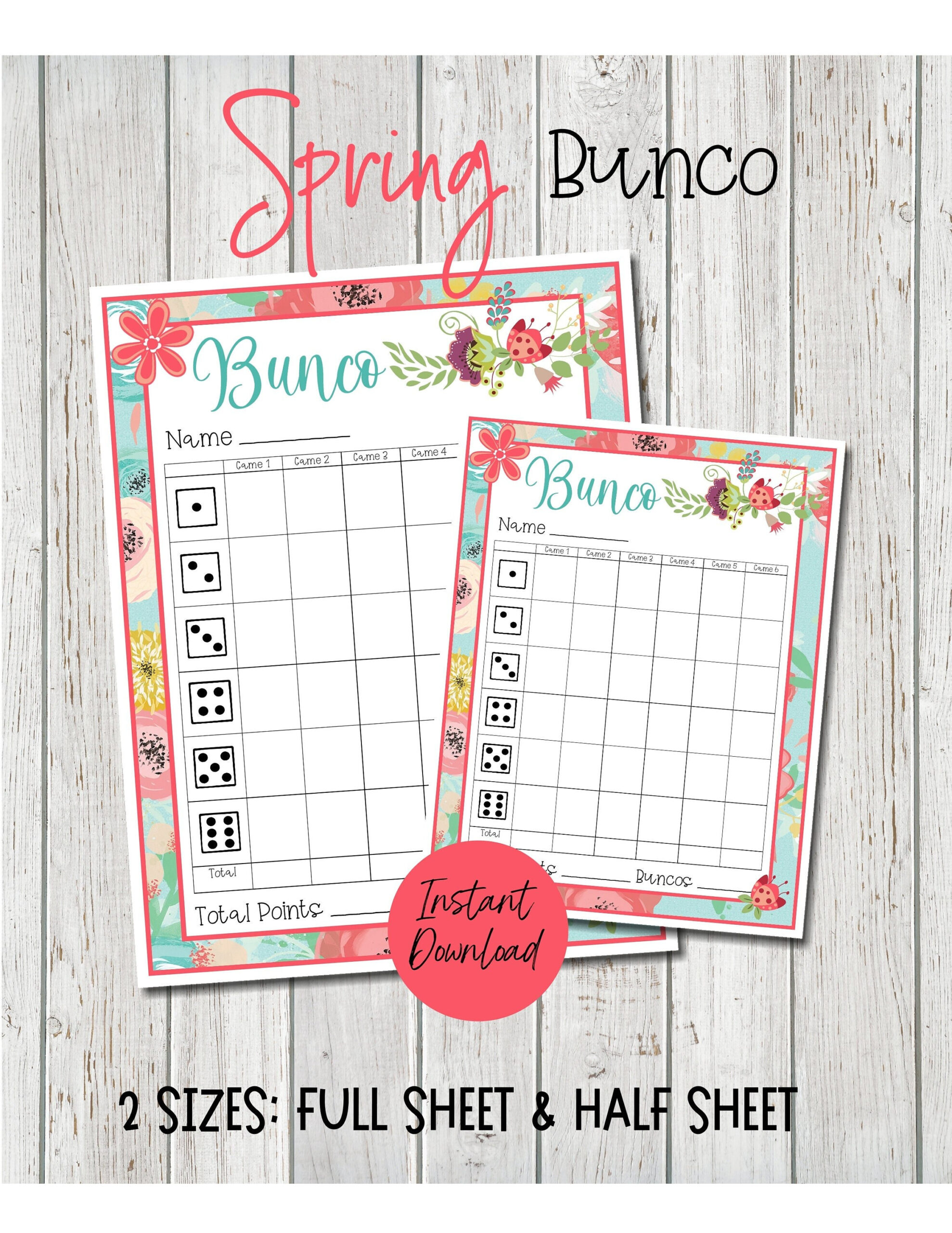 Spring Bunco Score Sheets, Bunco Worksheets For Spring, Spring with Free Printable Bunco Score Sheets Spring