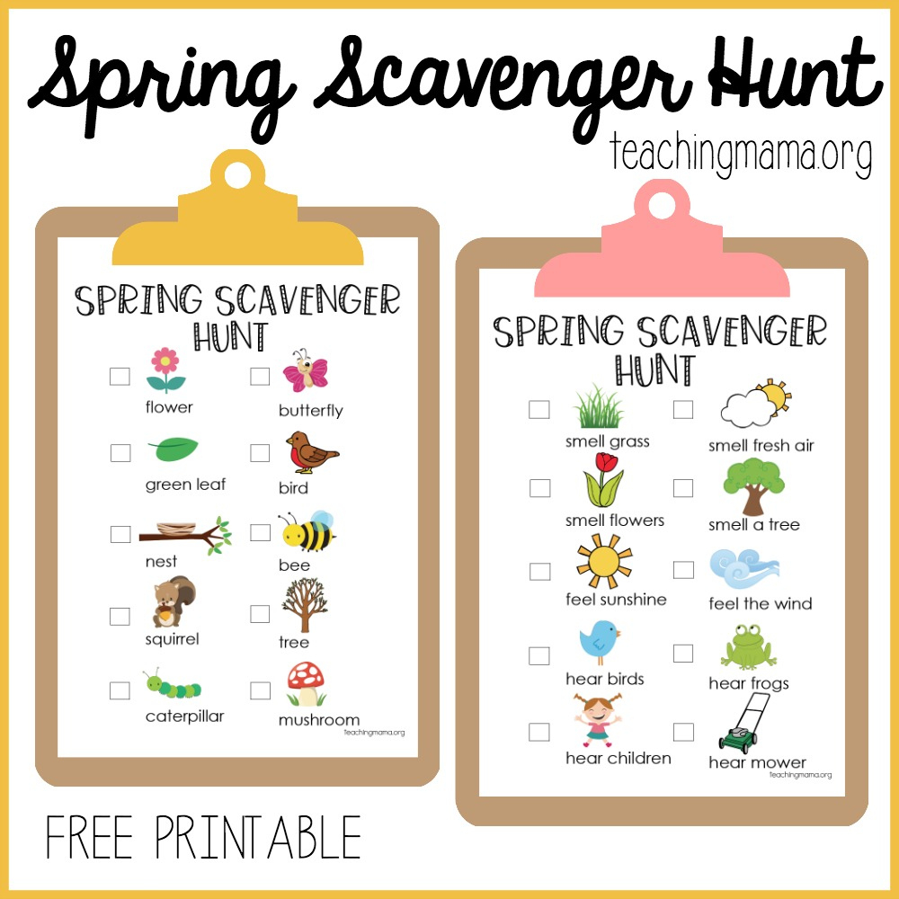Spring Scavenger Hunt intended for Printable Spring Scavenger Hunt