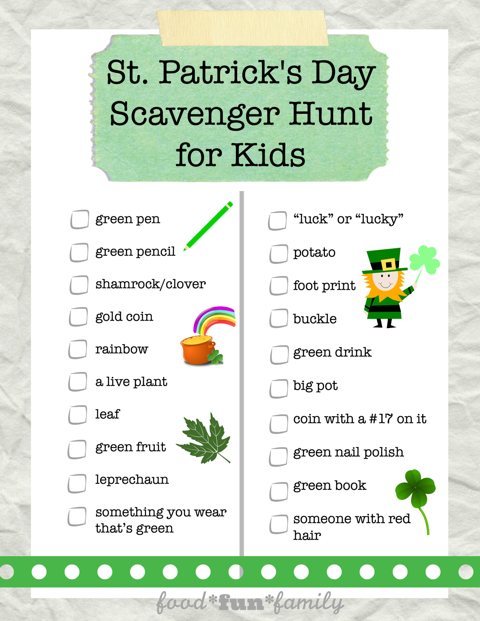 St. Patrick&amp;#039;S Day Scavenger Hunt inside Free Printable St Patrick&amp;#039;S Day Scavenger Hunt