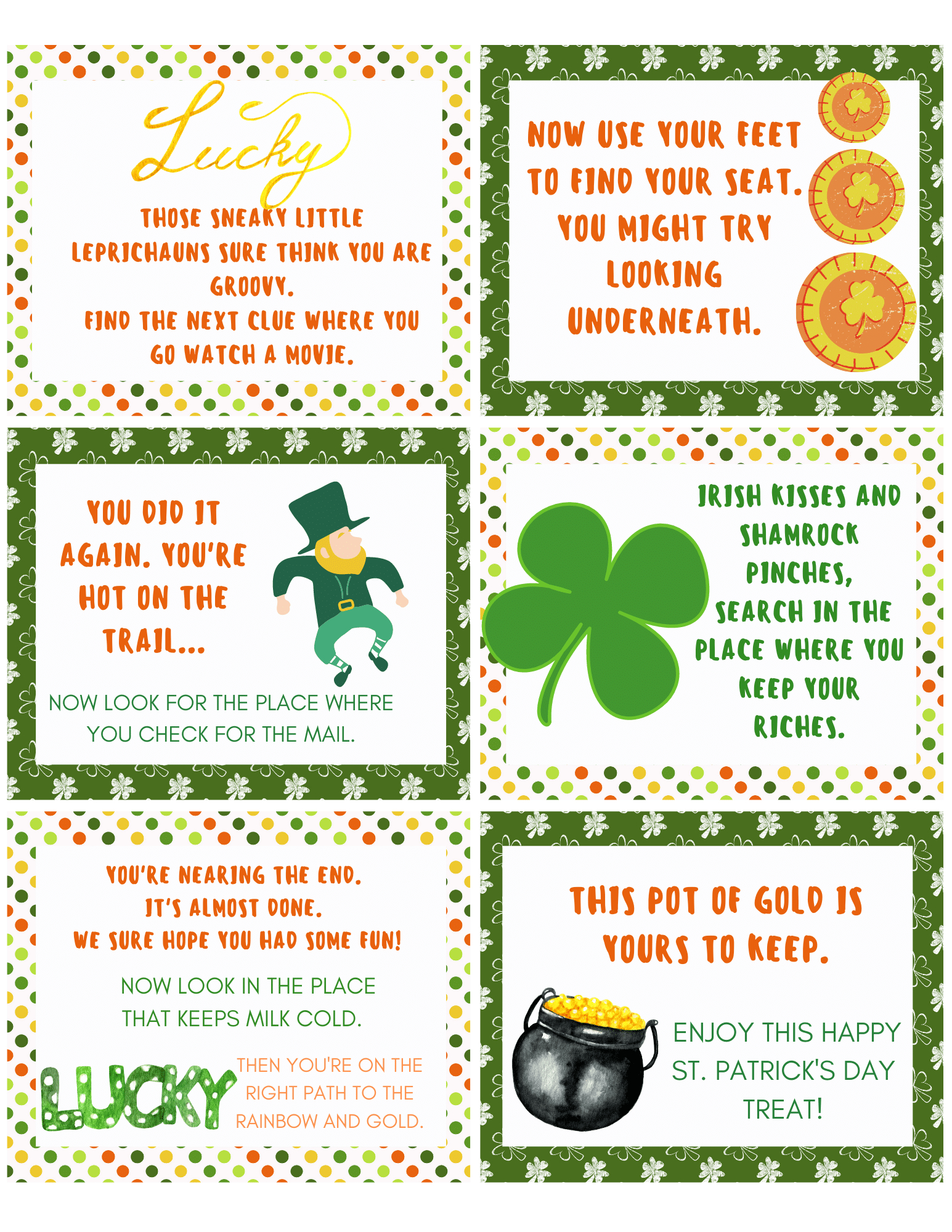 St Patrick&amp;#039;S Day Treasure Hunt Printables - Easy Peasy Creative Ideas for Free Printable Leprechaun Scavenger Hunt Clues