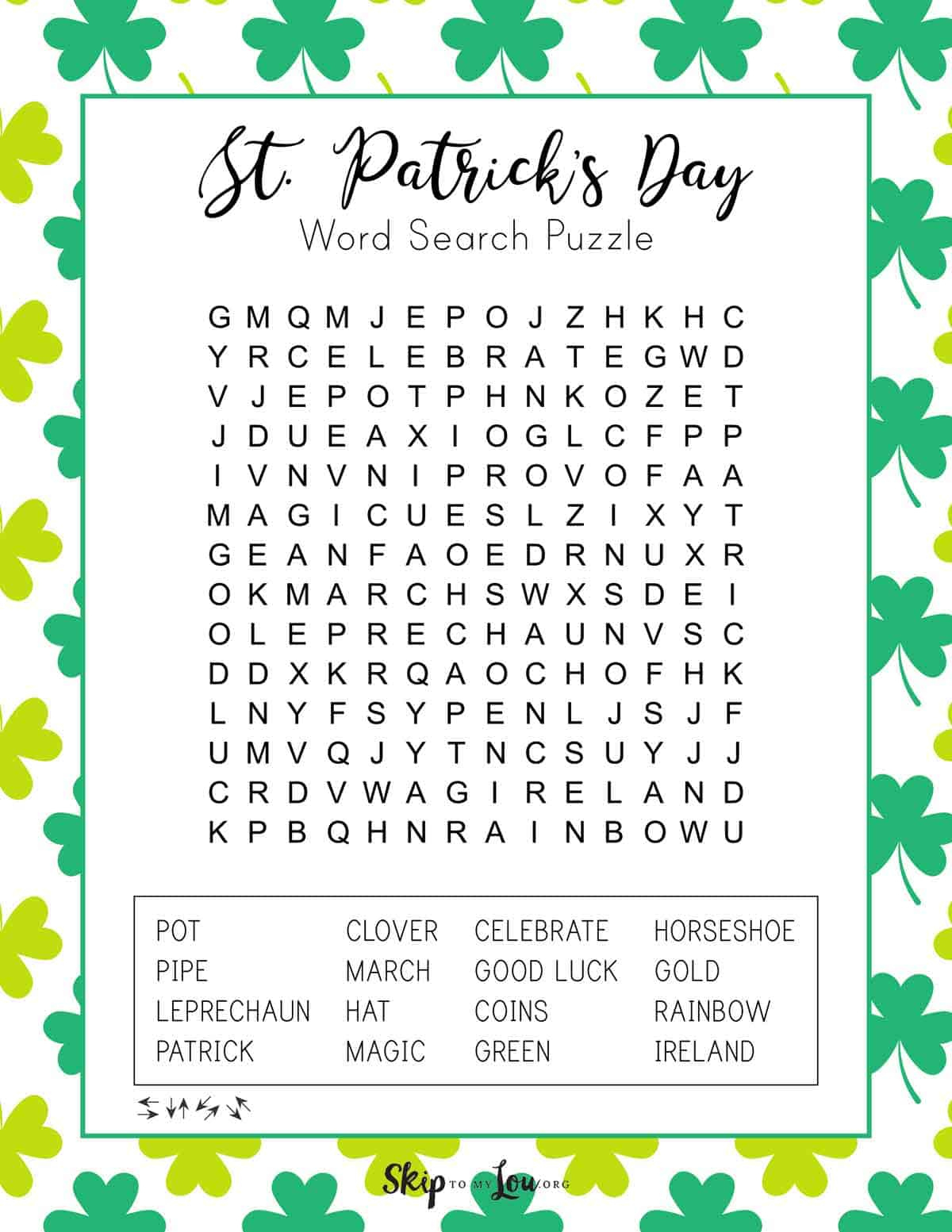 St Patrick&amp;#039;S Day Word Search | Skip To My Lou with Free Printable St Patrick&amp;#039;S Day Word Search