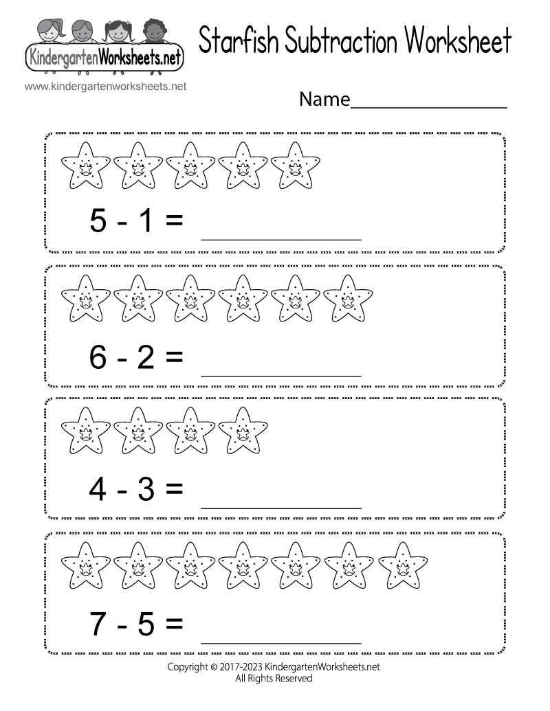 Starfish Subtraction Worksheet - Free Printable, Digital, &amp;amp; Pdf with Starfish Subtraction Worksheet Printable