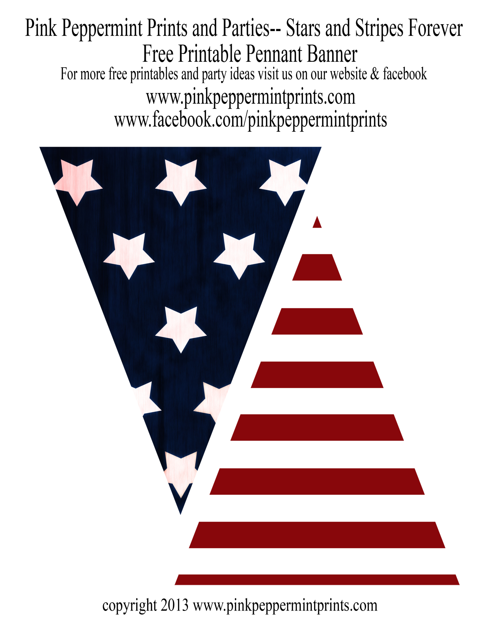 Stars And Stripes Forever 4Th Of July Printable Pennant Banner inside 4Th Of July Printable Banner
