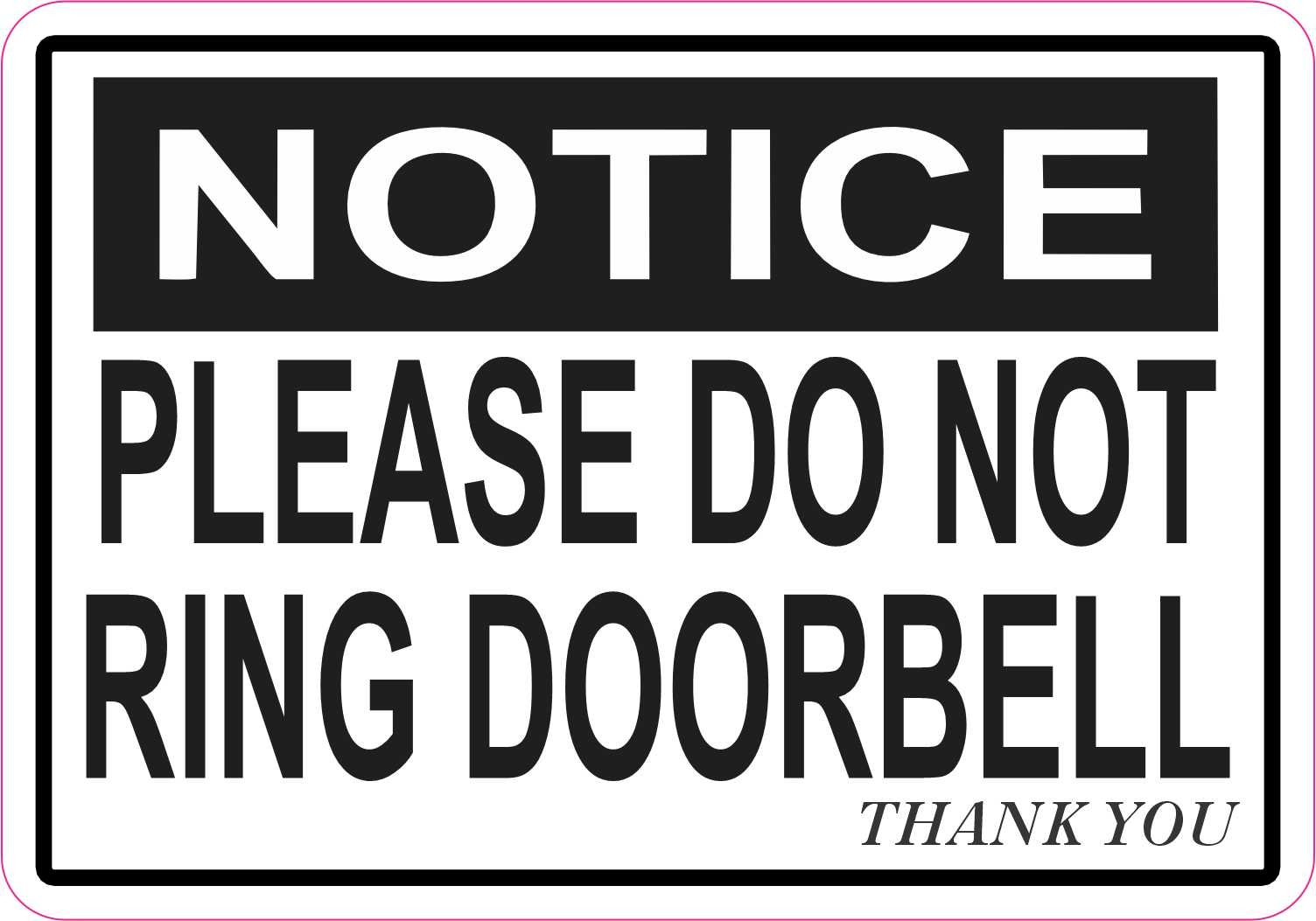 Stickertalk Do Not Ring Doorbell Vinyl Sticker, 5 Inches X 3.5 in Please Don T Ring Doorbell Sign Printable