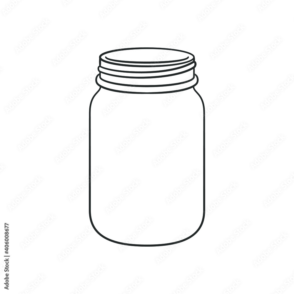 Stock-Vektorgrafik „Glass Mason Jar Outline Line Art Clip Art intended for Printable Mason Jar Template