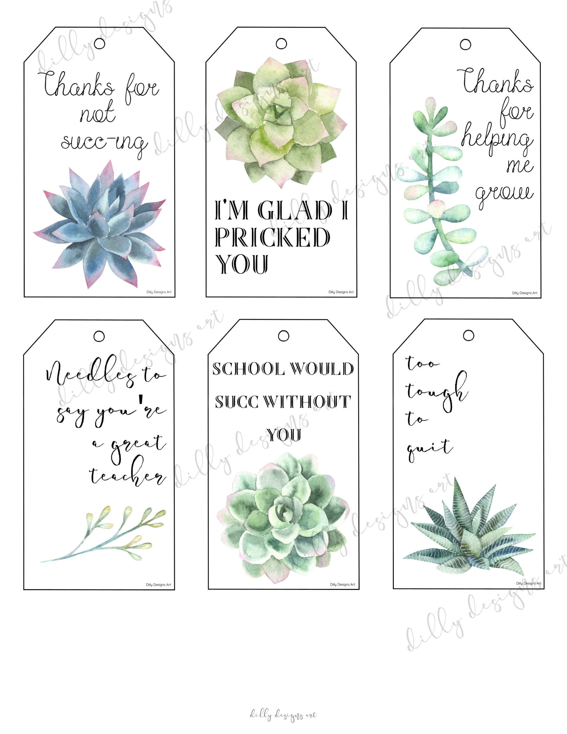 Succulent Tags, Succulent Gift Tags, Teacher Gift, Teacher Gift with regard to Free Printable Succulent Gift Tags
