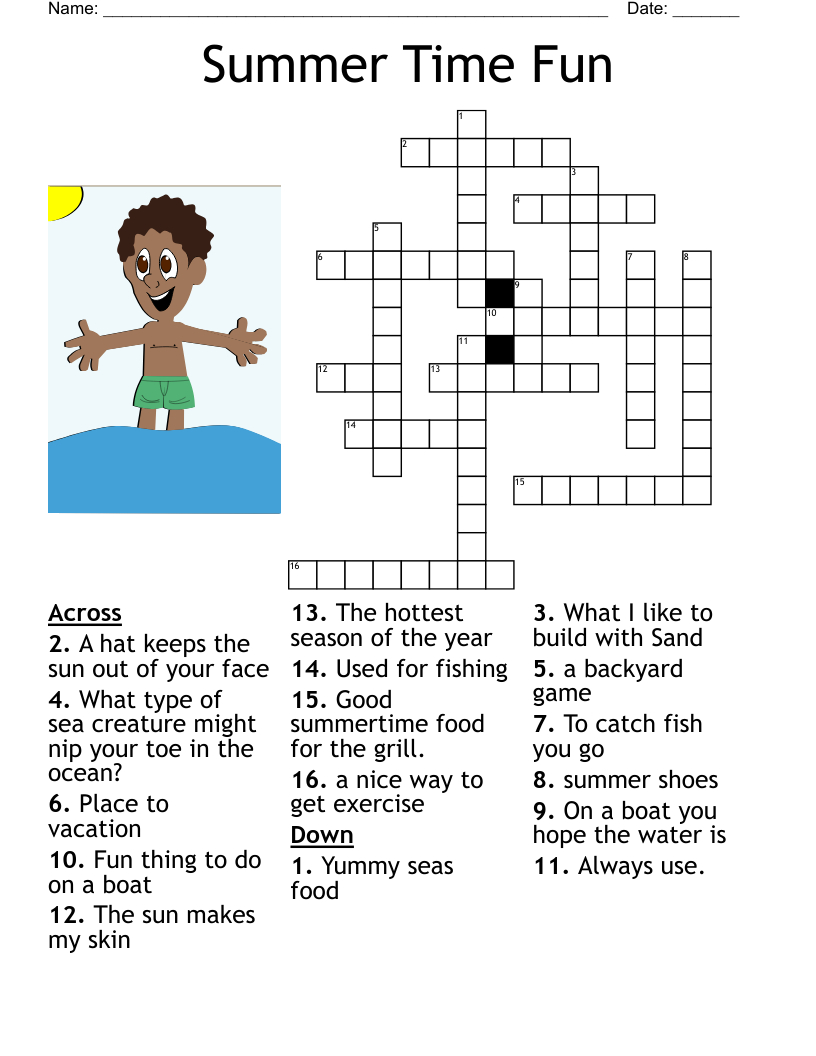 Summer Time Fun Crossword - Wordmint intended for Summertime Crossword Puzzle Printable