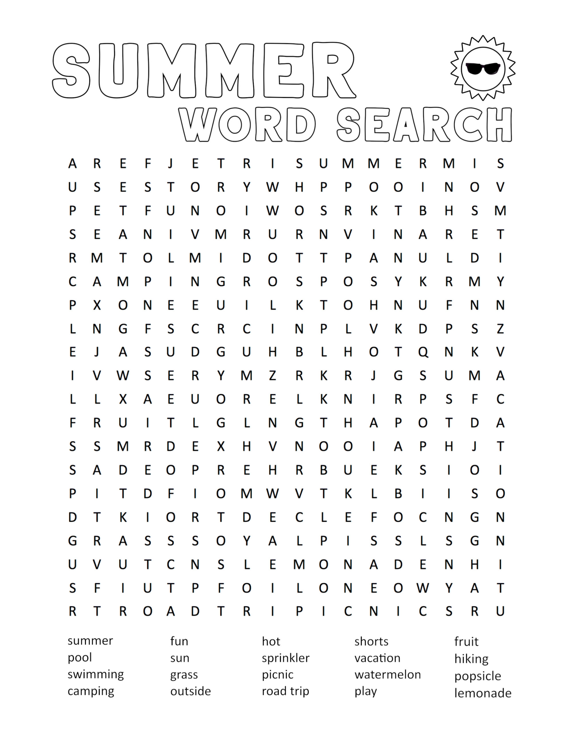 Summer Word Search Printable - Paper Trail Design pertaining to Free Printable Word Searches Summer