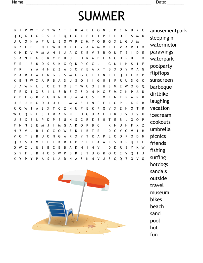 Summer Word Search - Wordmint with regard to Free Printable Word Searches Summer
