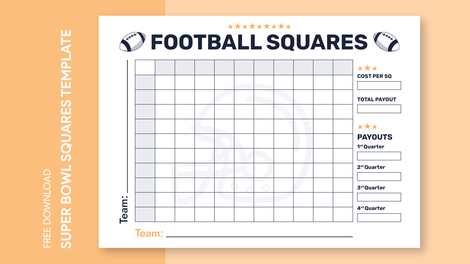 Super Bowl 100 Squares Free Google Docs Template - Gdoc.io throughout Free Printable 100 Square Football Pool Template