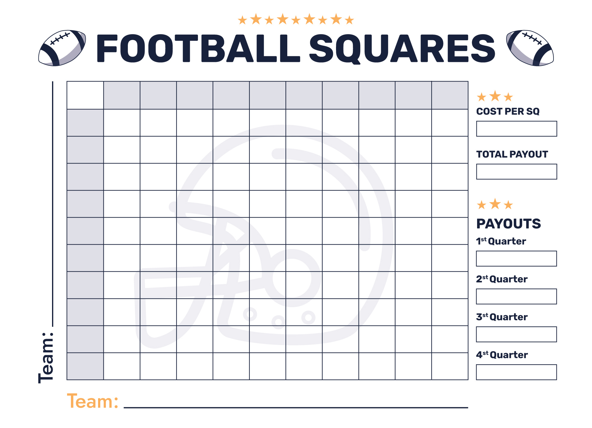 Super Bowl 100 Squares Free Google Docs Template - Gdoc.io within Free Printable 100 Square Football Pool Template