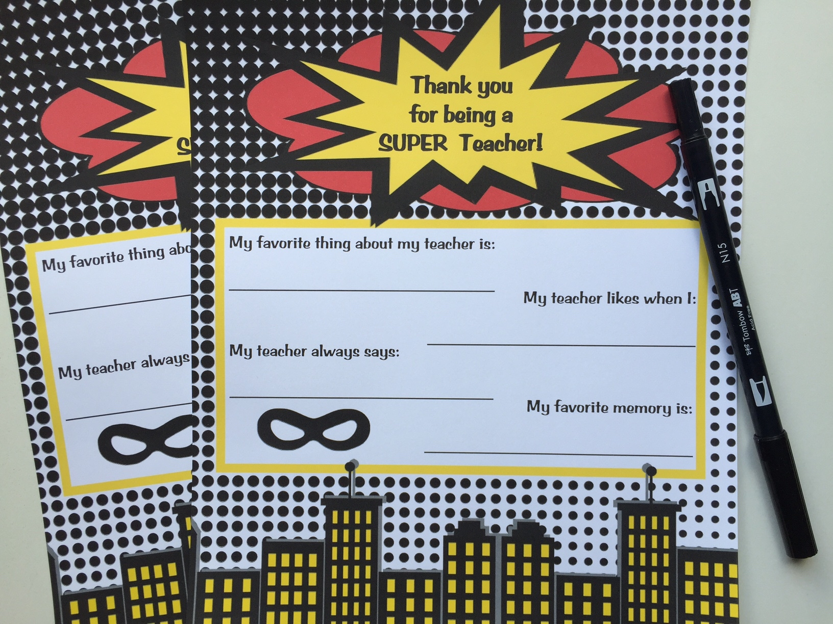 Super Hero Teacher Appreciation Printable Set - Everyday Party for Superhero Teacher Appreciation Free Printables