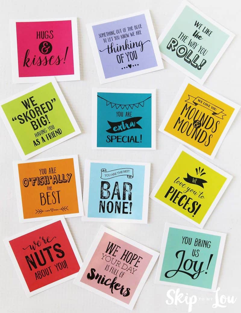 Super Sweet Care Package With Free Printable Gift Tags regarding Free Printable Candy Bar Sayings
