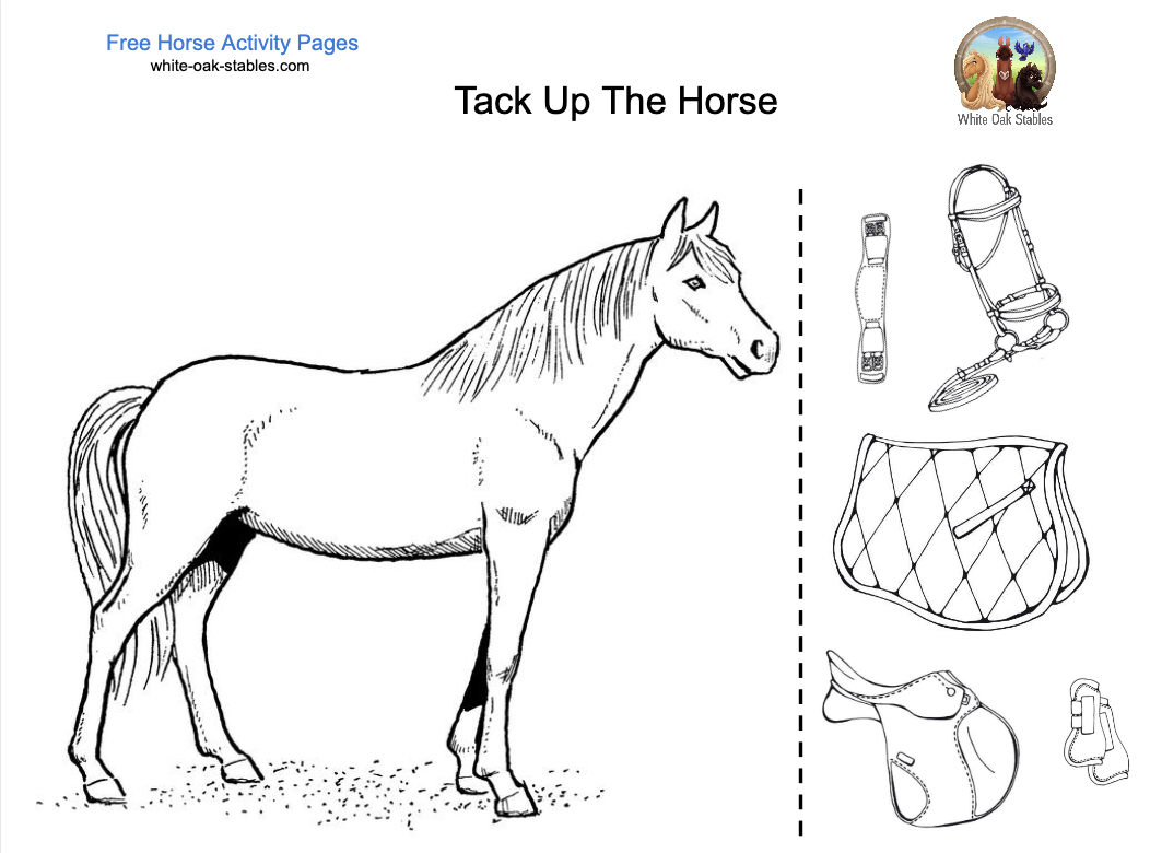 Tack Up The Horse – Activity Page – White Oak Stables with Pony Camp Horse Worksheets Printable