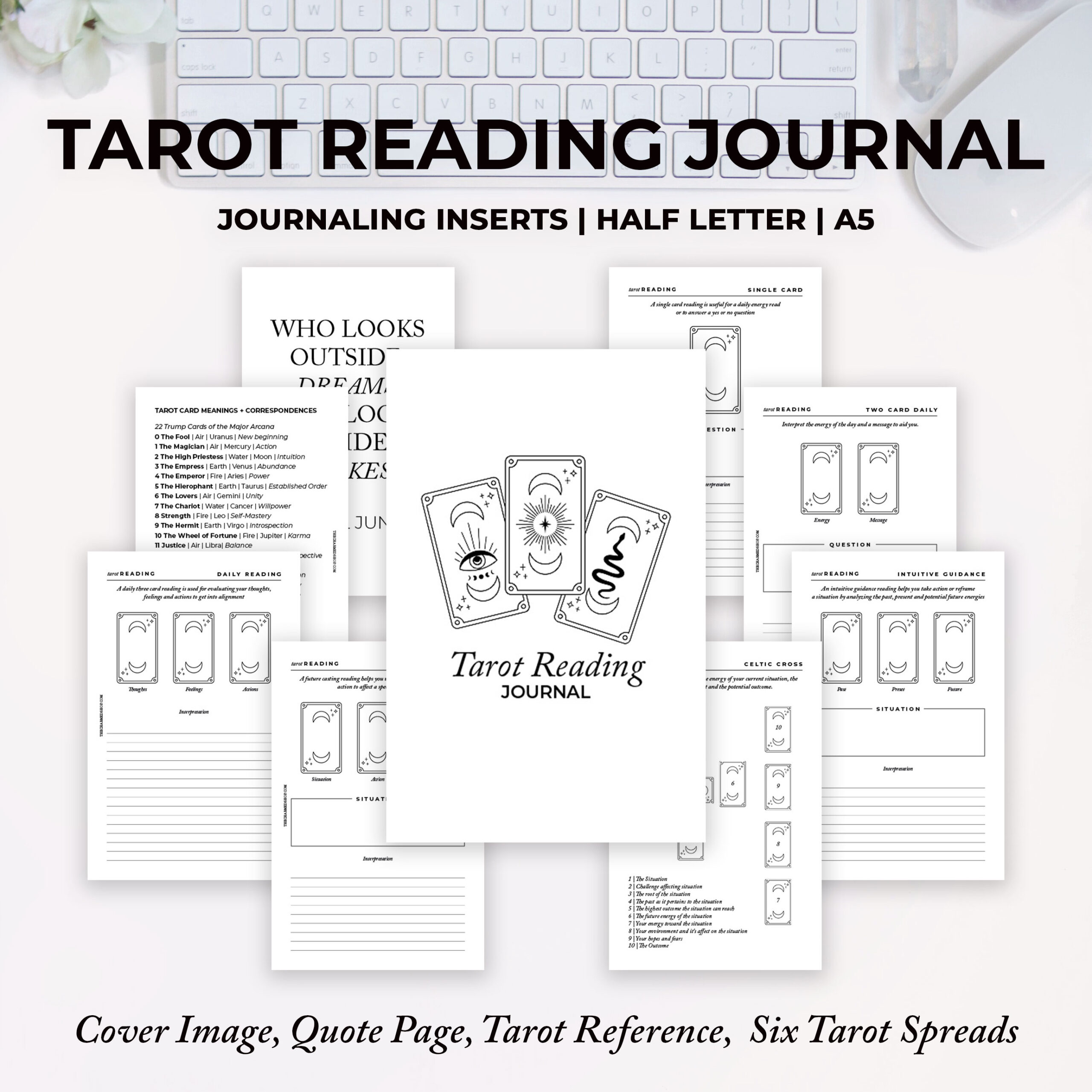 Tarot Reading Journal {Printable Pdf} pertaining to Free Printable Tarot Journal Pages