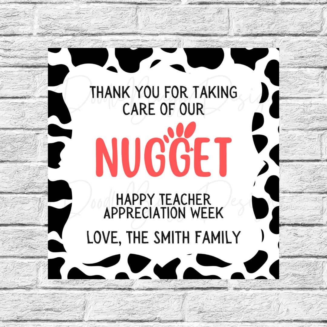 Teacher Appreciation Tag - Chick-Fli-A Inspired - Digital Template regarding Chick Fil A Teacher Appreciation Printable Free