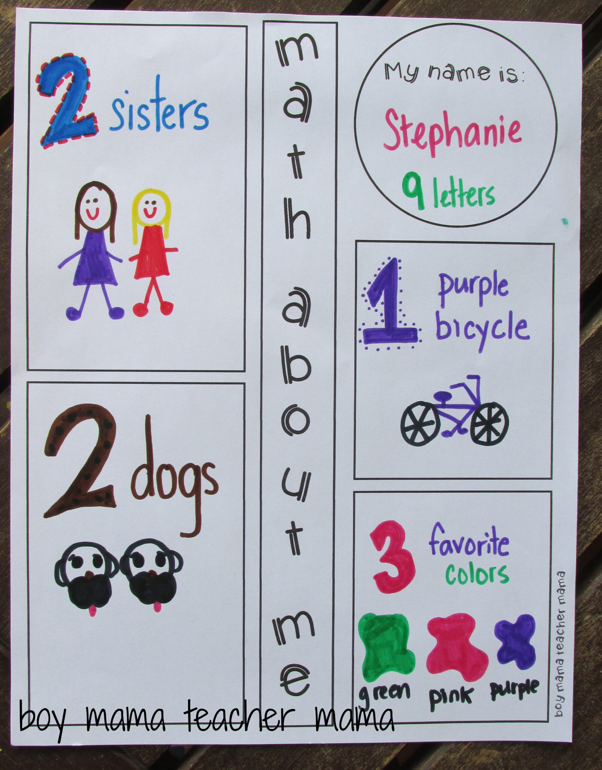 Teacher Mama: Free Printable: Math About Me {After School Linky with Math About Me Free Printable