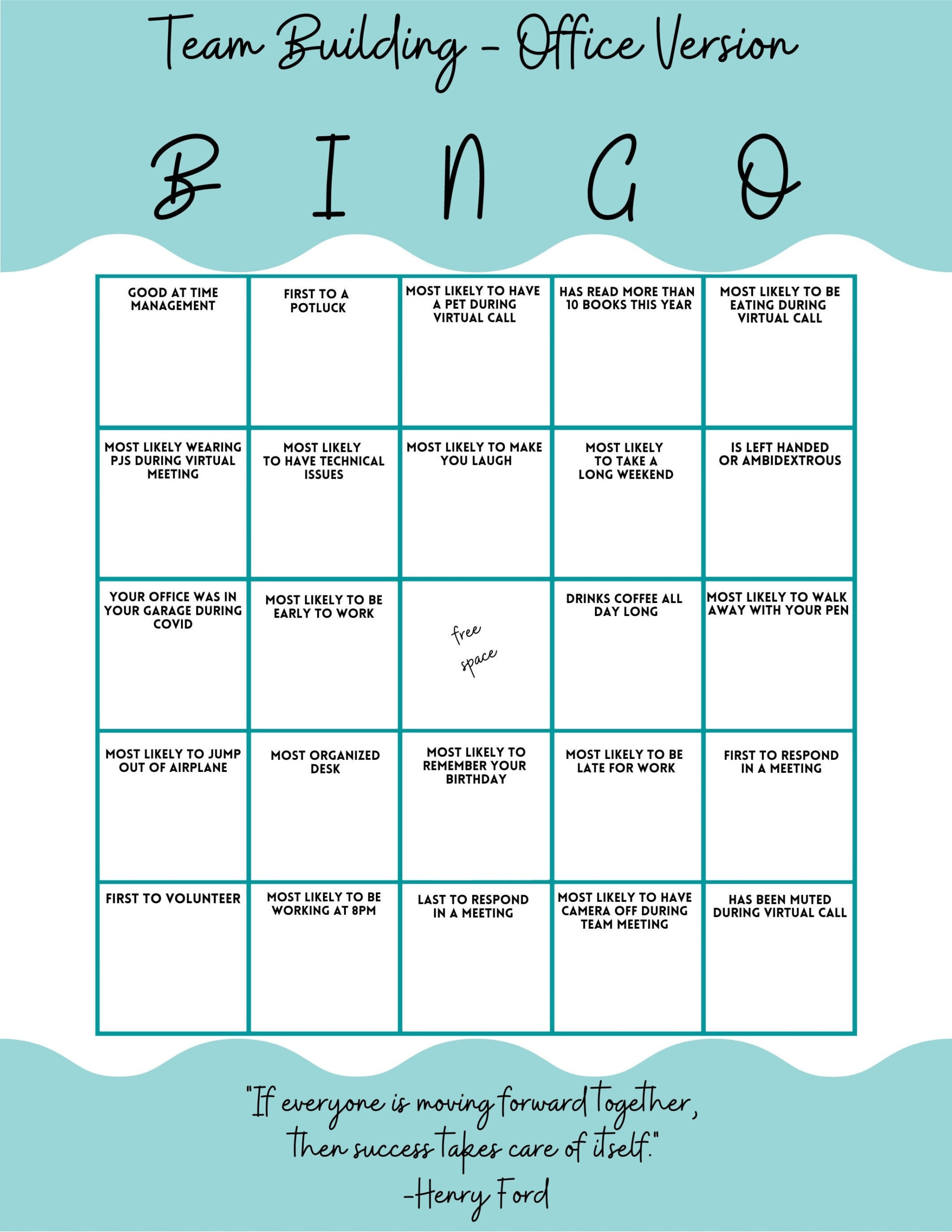 Team Building Bingo Game Office Version - Etsy Uk intended for Team Building Bingo Cards