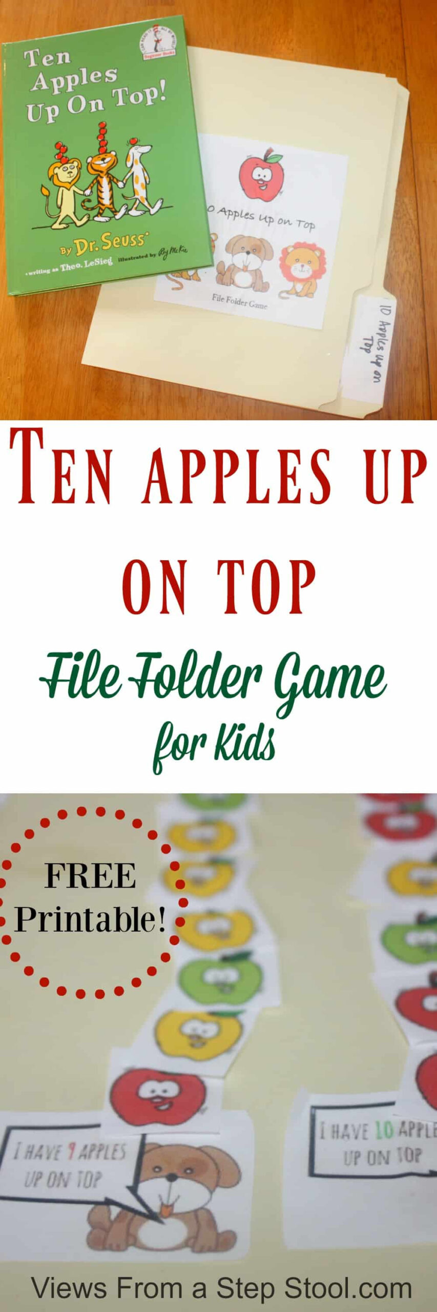 Ten Apples Up On Top File Folder Game - Views From A Step Stool inside 10 Apples Up On Top Free Printables