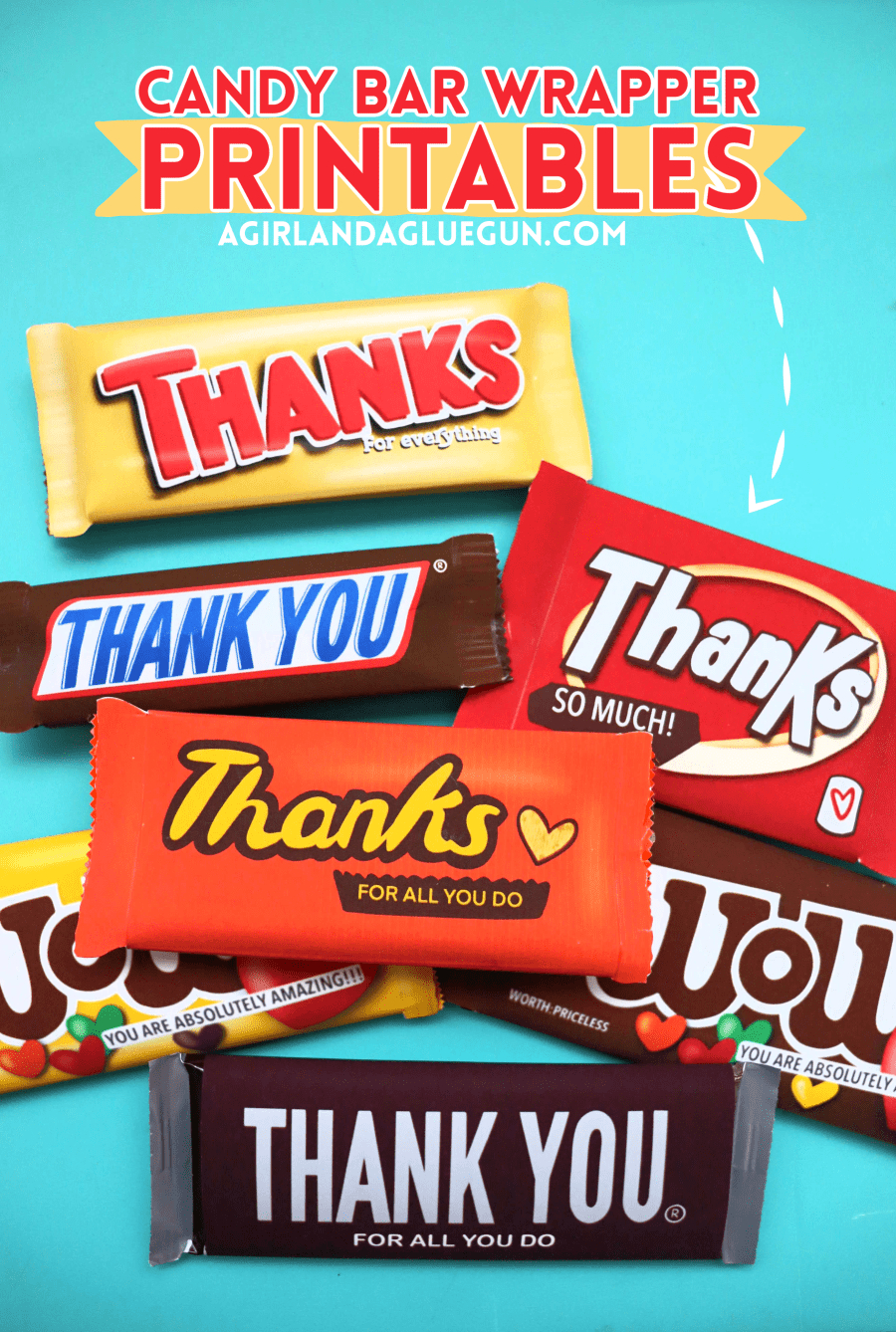 Thank You Candy Bar Wrapper Printables - A Girl And A Glue Gun inside Free Printable Thank You Candy Bar Wrappers