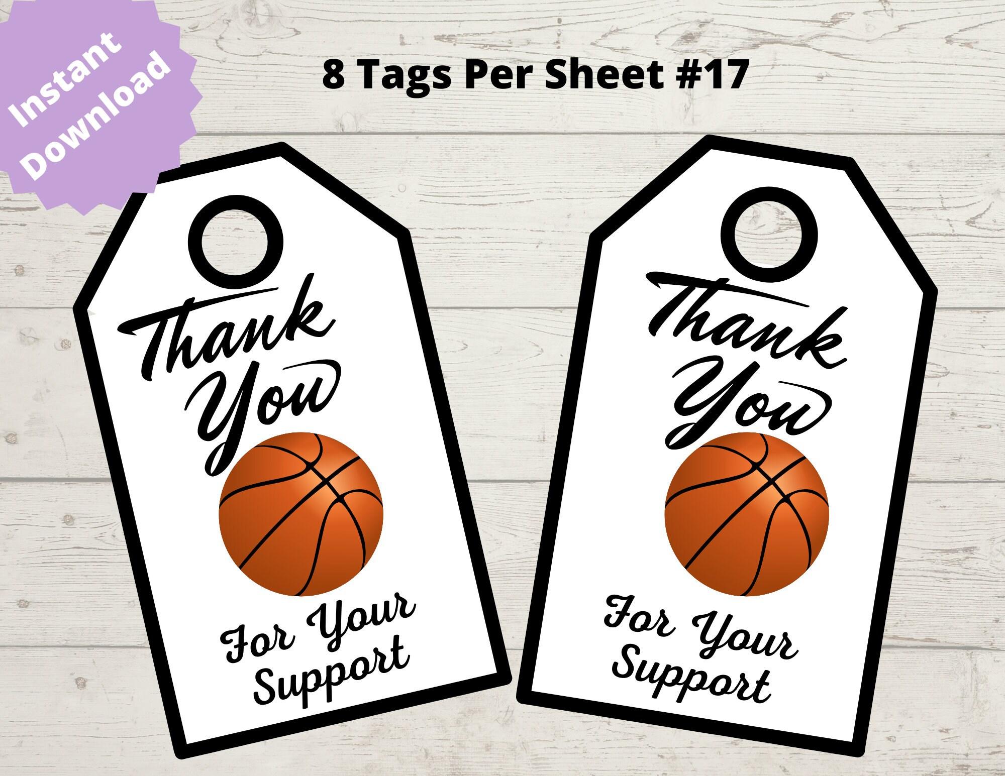 Thank You Printable Tag, Basketball Thank You Support Tags For for Free Printable Basketball Tags