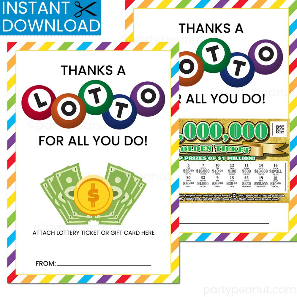 Thanks A Lotto Lottery Ticket Holder - Party Peanut for Thanks A Lotto For All You Do Free Printable