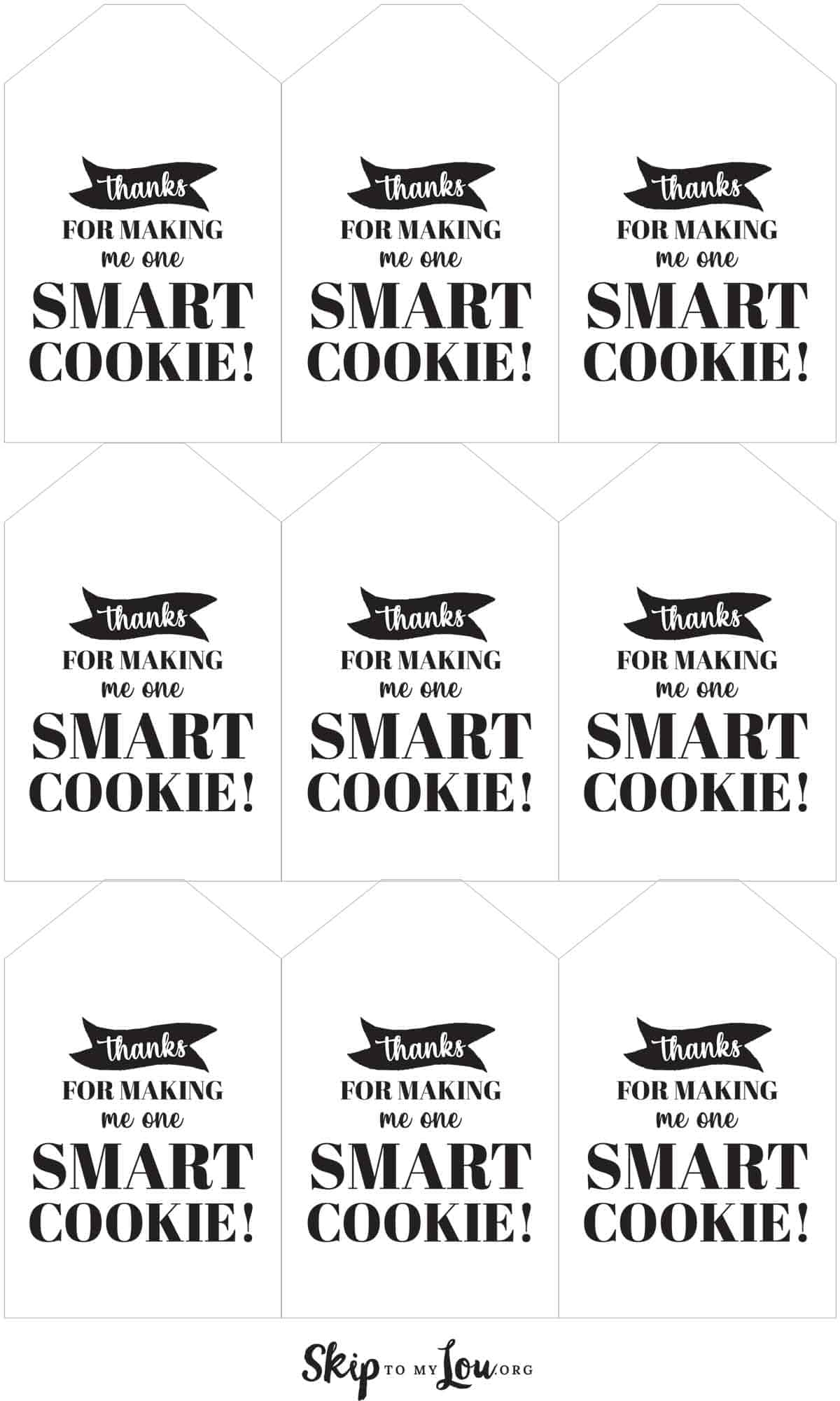 Thanks For Making Me One Smart Cookie Tag | Skip To My Lou within Smart Cookie Printable Tag Free